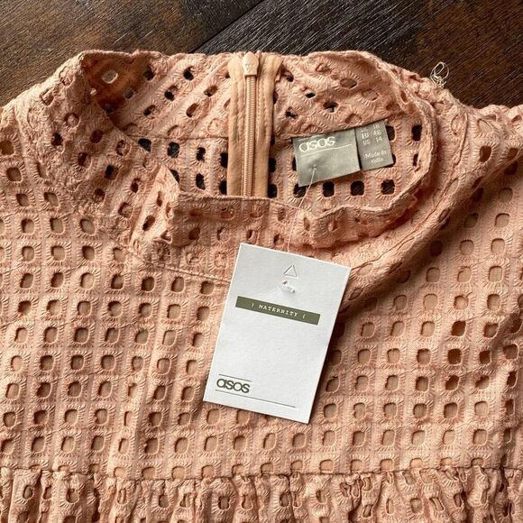 NWT ASOS maternity shirt size 14 blush color long sleeved smocked top mock neck - Picture 10 of 12